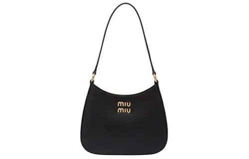 MIU MIU Madras Leather HOBO Shoulder Bag, Handbag, Shoulder Bag Women's Black