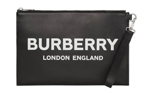 Burberry Leather Clutch Unisex Black
