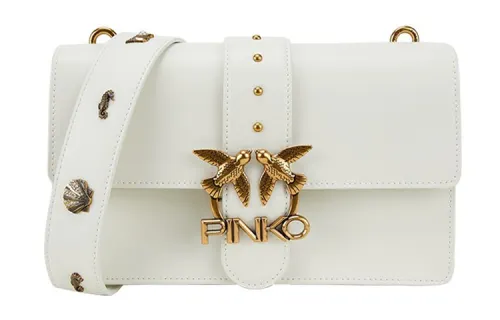 PINKO Cow Leather Swallow Bag, Crossbody Bag, Shoulder Bag Women's White