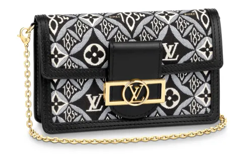 LOUIS VUITTON Dauphine Cow Leather Chain Bag, Crossbody Bag, Shoulder Bag Women's Black White