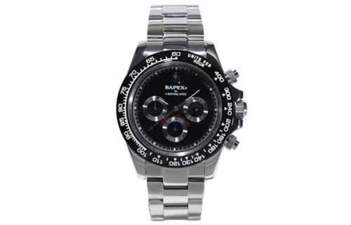 A BATHING APE Waterproof quartz quartz watches stainless steel, watch strap for men and women, black dial, quartz mechanism, Japanese and Korean