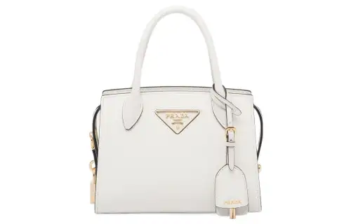 PRADA Saffiano Smooth Leather Shoulder Bag, Crossbody Bag, Handbag Women's White