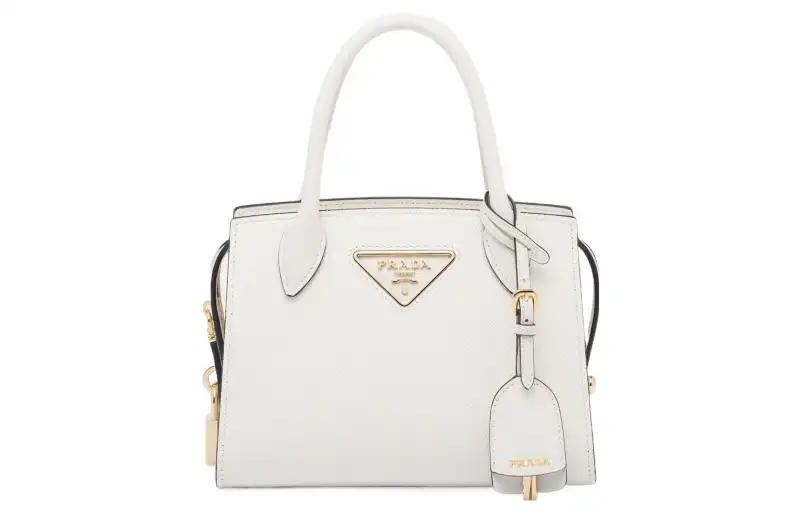 PRADA Saffiano Smooth Leather Shoulder Bag, Crossbody Bag, Handbag Women's White