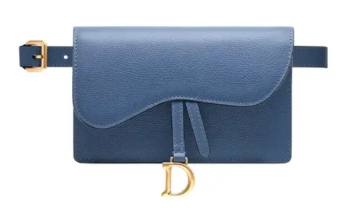 DIOR Saddle Cow Leather Fanny Pack Regular Women's Denim Blue