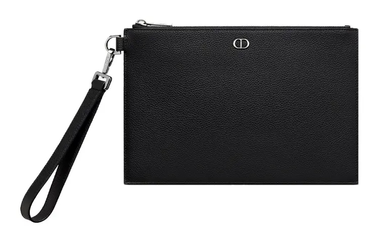 DIOR Grained Calfskin Wallet Clutch Men's Black