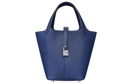 HERMES Picotin Lock Maurice Bullock Leather Basket Bag, Bucket Bag, Handbag 18 Women's 73 Bleu Saphir Sapphire Blue