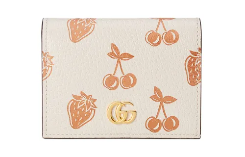 GUCCI Marmont Leather Wallet, Card Holder Women's White