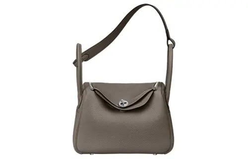 HERMES Lindy Taurillon Clemence Cow Leather Handbag 26 Women's 8F Gris ÉTain Tin Gray