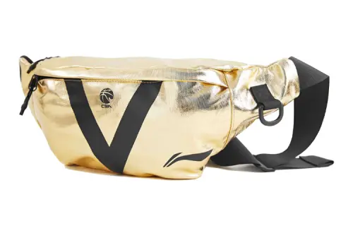 Li Ning Polyurethane Crossbody Bag, Fanny Pack Unisex Gold