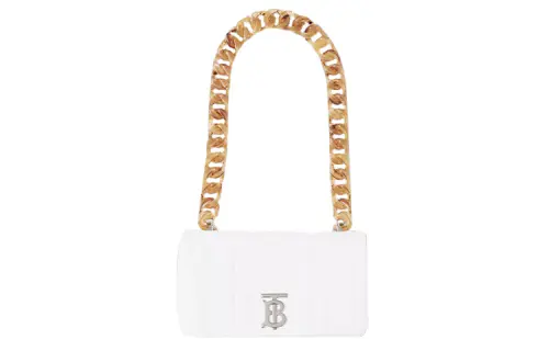 Burberry Small Lola Quilted Leather Shoulder Bag White