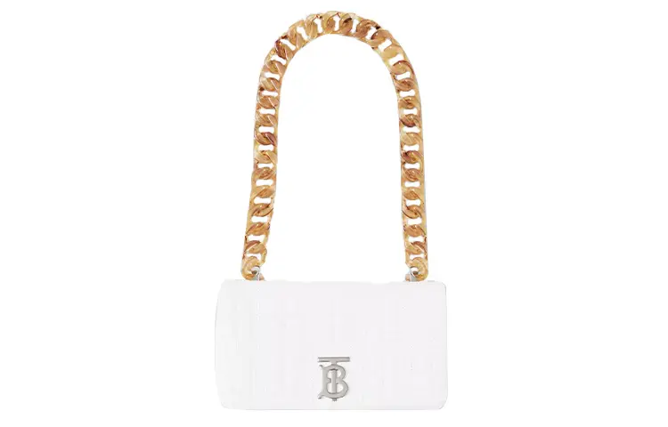 Burberry Small Lola Quilted Leather Shoulder Bag White