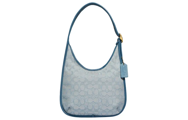 COACH Ergo Leather Crescent Bag, Crossbody Bag, Shoulder Bag, Shoulder Bag, Handbag Medium Women's Blue