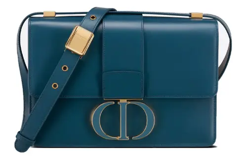 DIOR Montaigne Collection Cow Leather Shoulder Bag Women's Dark Blue