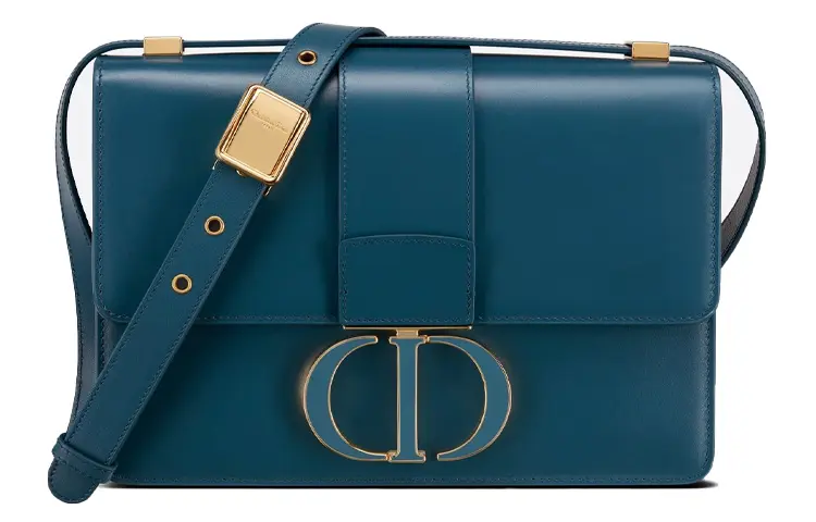 DIOR Montaigne Collection Cow Leather Shoulder Bag Women's Dark Blue