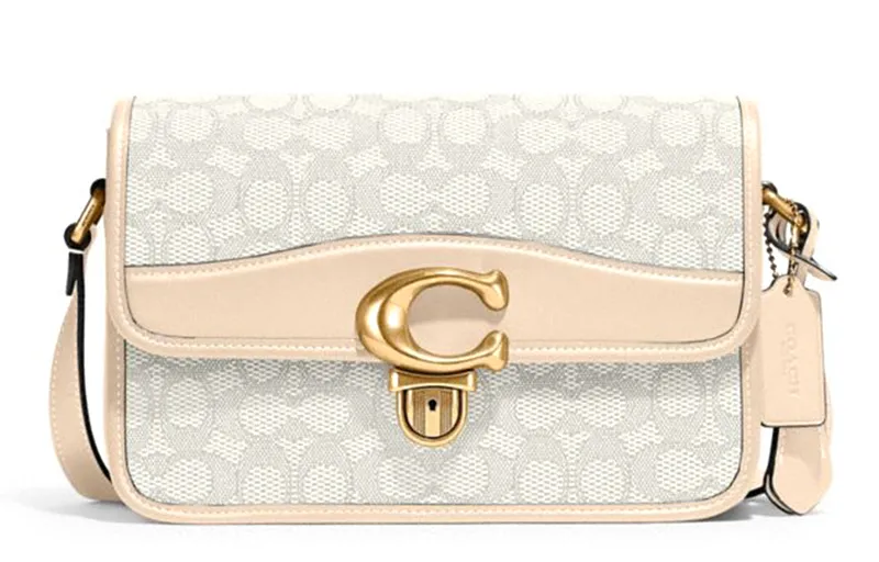COACH Studio Cow Leather Crossbody Bag, Shoulder Bag Regular Women's Ivory Monogram