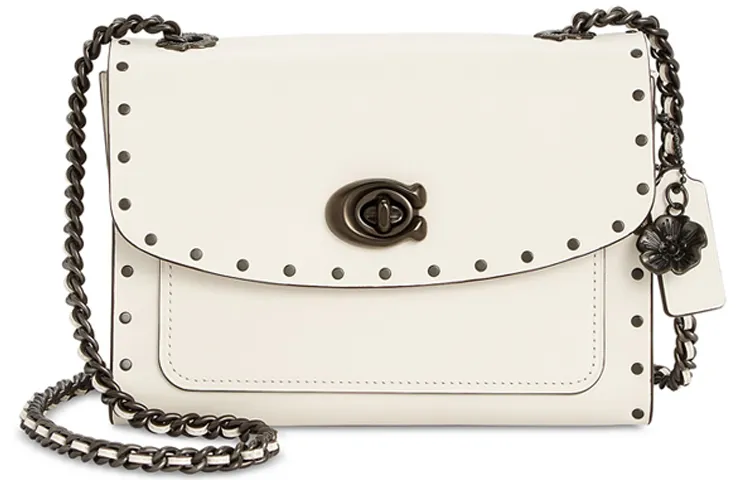 COACH PARKER Cow Leather Stud Bag, Crossbody Bag, Shoulder Bag Small Women's White