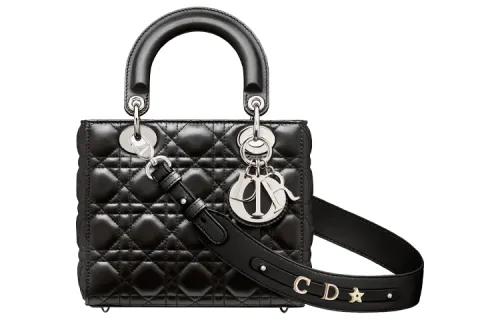 DIOR Lady Dior Cannage Lambskin Handbag Women's Black