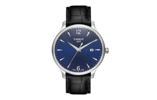 TISSOT Junya Collection Quartz Movement Men's Watch 42mm Blue Dial Stainless Steel Case Genuine Leather Strap