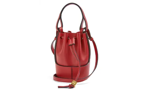 LOEWE Balloon Nappa Cow Leather Bucket Bag, Handbag, Shoulder Bag, Crossbody Bag Extra Mini Women's Dark Red