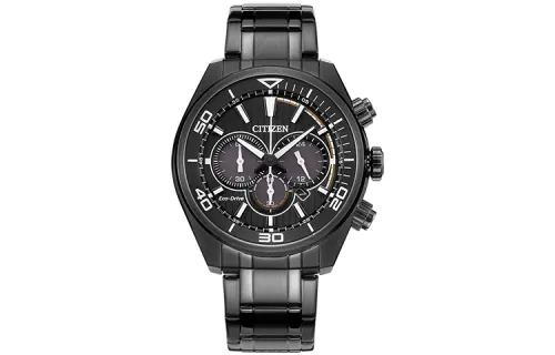 CITIZEN 100m Waterproof Solar Quartz Movement Stainless Steel Strap Watch Men's Watches Black Dial