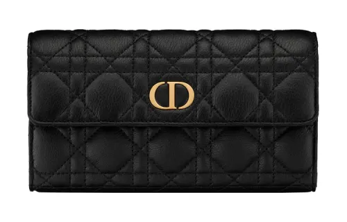 DIOR Calfskin Wallet Women's Black