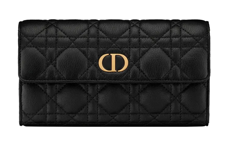 DIOR Calfskin Wallet Women's Black