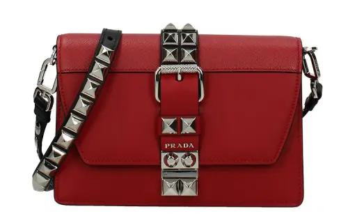 PRADA Leather Crossbody Bag, Shoulder Bag Women's Red