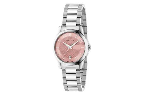 GUCCI G Timeless Collection Wrist Watches Quartz Movement Stainless Steel Strap Pink Watch Dial Women's Watch