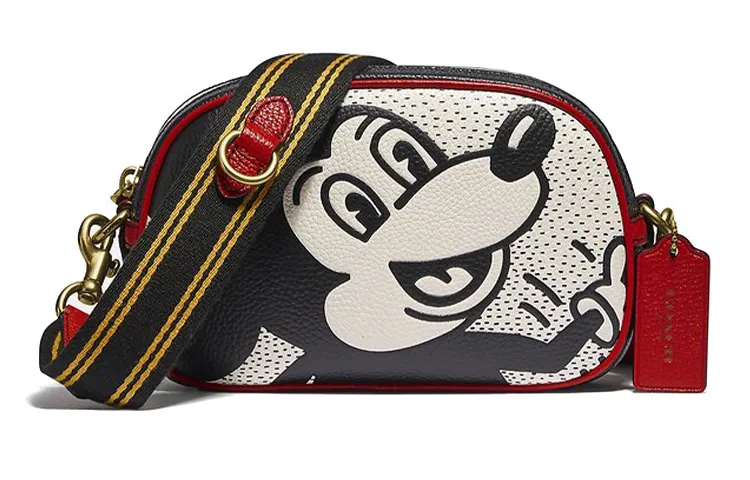 COACH X Disney Collaboration Camera Pebbled Leather Crossbody Bags Small Women's Black