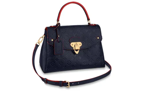 LOUIS VUITTON Cow Leather Handbag, Shoulder Bag, Crossbody Bag Medium Women's Deep Sea Blue & Red
