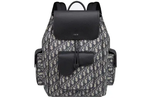 DIOR Saddle Fabric With Cow Leather Backpack Men's Beige/Black
