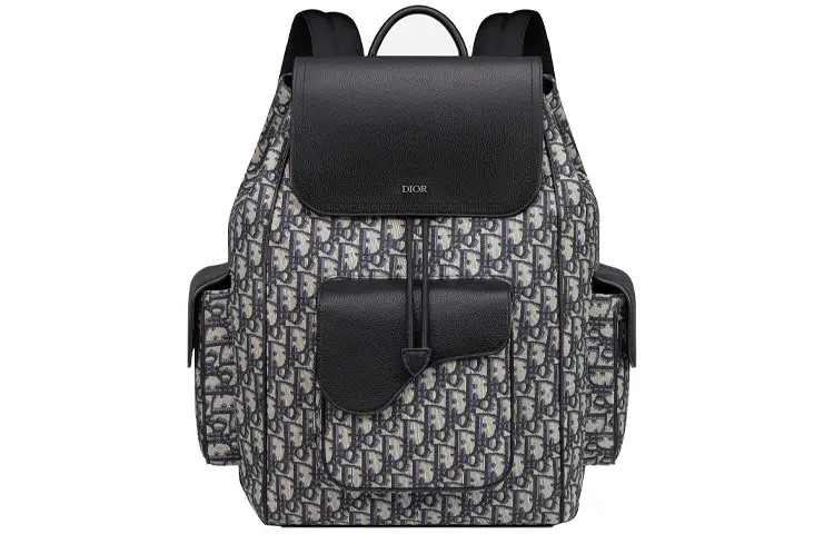 DIOR Saddle Fabric With Cow Leather Backpack Men's Beige/Black