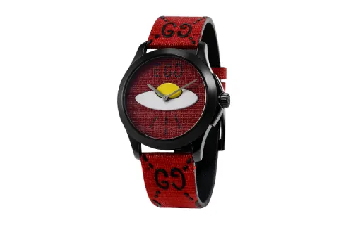 GUCCI G Timeles Collection Wrist Watches Quartz Movement Leather Strap Red Watch Dial Women's Watch