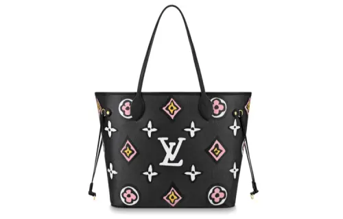 LOUIS VUITTON NEVERFULL Canvas Shoulder Bag Medium Women's Black