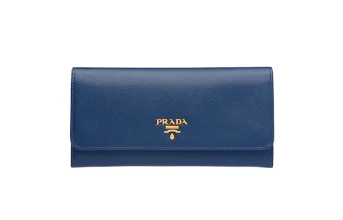 PRADA Saffiano Cow Leather, Leather Wallet Women's Cornflower Blue