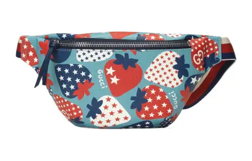GUCCI Canvas Fanny Pack Kids' Light Blue And Red