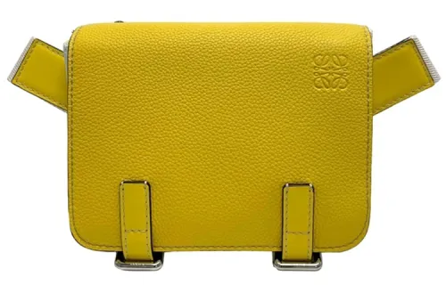 LOEWE Flap Calfskin Shoulder Bag, Crossbody Bag Women's Yellow
