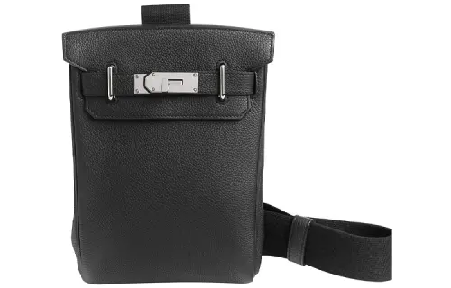 HERMES Hac A Dos Togo Calfskin Shoulder Bag, Crossbody Bag Small Unisex 89 Noir Black