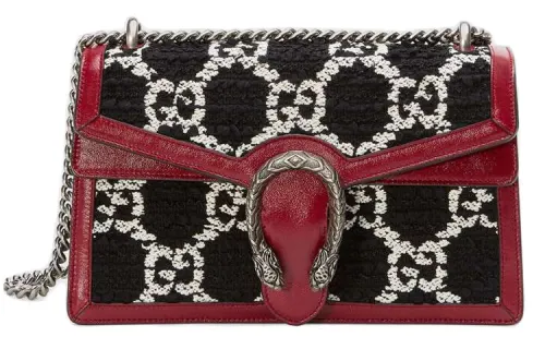 GUCCI Dionysus Tweed With Leather Shoulder Bag, Crossbody Bag Small Women's