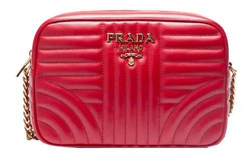 PRADA Diagramme Leather Shoulder Bag, Crossbody Bag Women's Red
