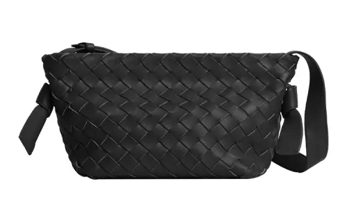 Bottega Veneta Woven Lambskin Lace Up Bag, Crossbody Bag, Shoulder Bag Women's Black