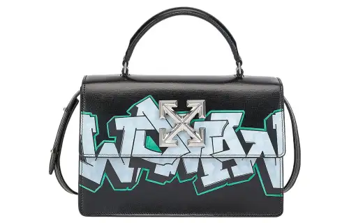 OFF WHITE Leather Crossbody One Shoulder Handbag Women's Black