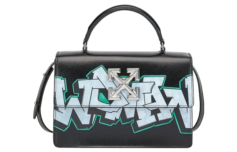 OFF WHITE Leather Crossbody One Shoulder Handbag Women's Black