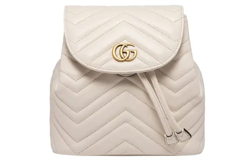 GUCCI GG Marmont Quilted Leather, Canvas Backpack Mini Women's White
