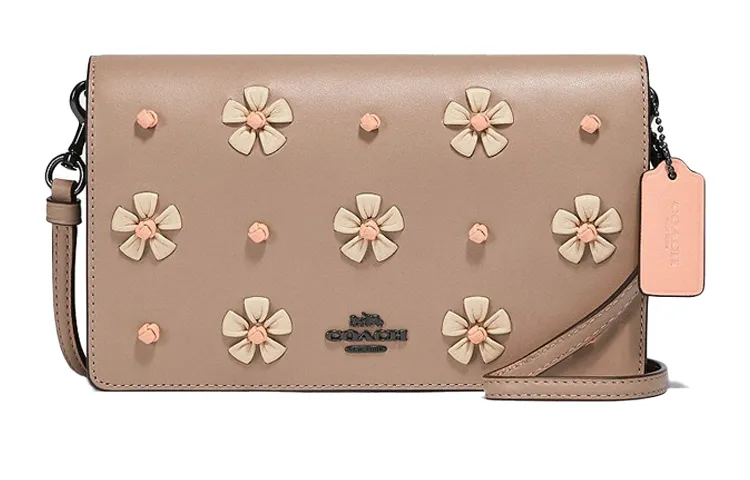 COACH Hayden Leather Crossbody Bags Small Women's Brown Pink