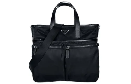 PRADA Nylon Fabric Handbag Men's Black