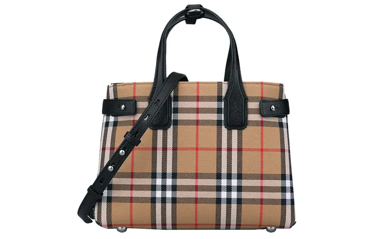 Burberry The Small Banner Vintage Check And Leather Black