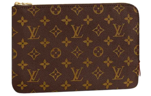 LOUIS VUITTON Coated Canvas With Leather Handbag Clutch Small Women's Brown