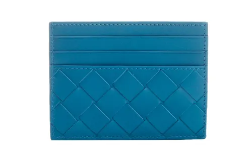 Bottega Veneta Woven Leather Wallet, Card Holder Men's Light Blue