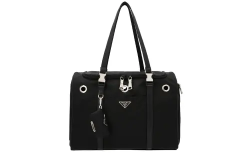 PRADA Zip Closure Nylon Fabric Handbag Women's Black
